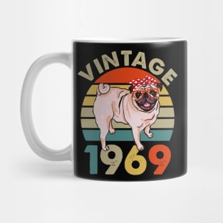 Vintage 50th Birthday Pug Shirt Pug Dog Vintage 1969 Classic Mug